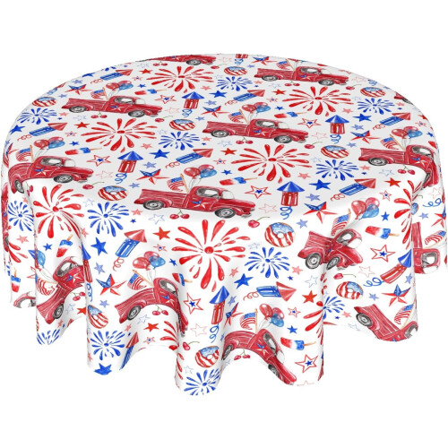 Patriotic Round Tablecloth 60 in Polyester