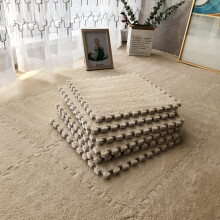 (Light Brown, 12PCS*30*0.6) Soft Plush Cuttable and Washable Household Interlocking Area Rug, 12pcs Set, Covers 1.1 Square Meters,