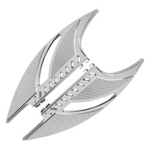 Førergulvbrædder til touringmotorcykler med aflange blade, passagergulvbrædder med CNC-fremstillet billetaluminium, forkromet anodiseret