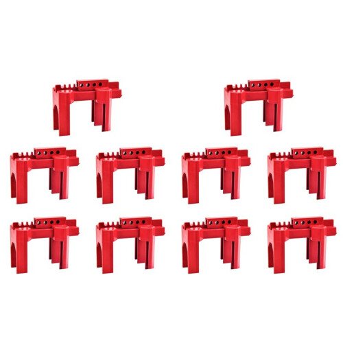 10X  Valve Locking, Adjustable  Valve Locking Device, Small, for 1/2Inch-2-1/2Inch Outer Pipe Diameter, Red