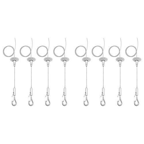 8 Pack 6ft Ceiling Sign Hanger Wire Kit, 2m Adjustable Suspension Hanging Cable Wire with Hook Wall Mount Cable