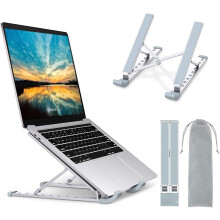 Laptopstativ i aluminiumslegering, bærbar hæve-sænkeanordning til 10-15,6" enheder, ergonomisk multivinkeljustering, ventileret varmeafledning,