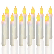 Velas cônicas sem chama, alimentadas por bateria, com chama amarela quente e tremeluzente, para uma decoração alternativa e segura.