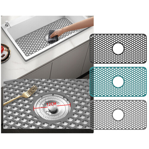 Tapis de protection d'évier antidérapant en silicone 63 x 33 cm 2