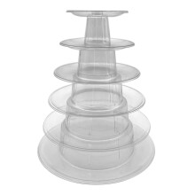 Suporte redondo transparente para macarons, torre de 6 andares, expositor de bolos.
