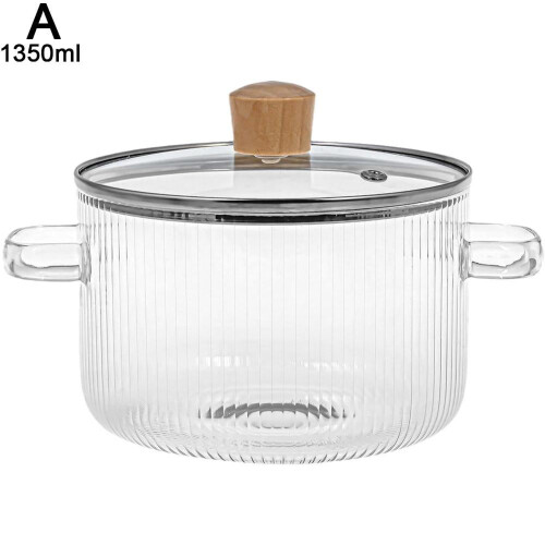 Ribbed Glass Stew Pot with Lid, 1350ml 1