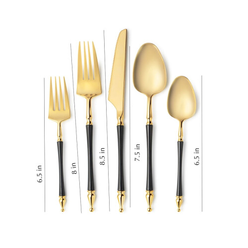 VeZee Wegwerp Plastic Bestekset – Wit & Goud, 2