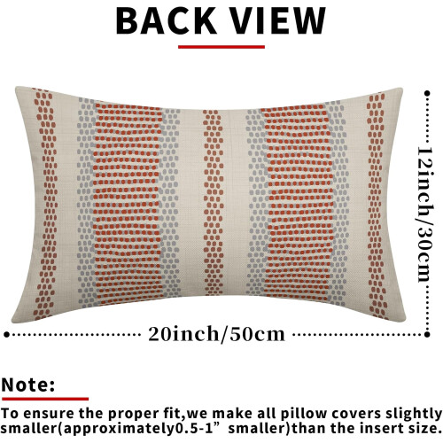 Burnt Orange Pillow Covers 12x20 in (2 pcs) 2