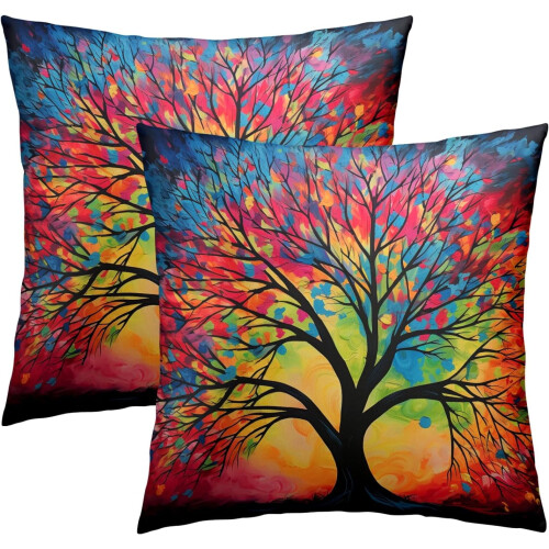 Leaf Print Pillow Cover 18x18 in Cotton-Poly Blend 1
