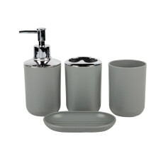 Ensemble d'accessoires de salle de bain, avec brosse Ă -Gris