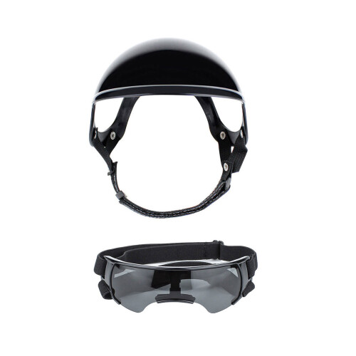 Casque de protection canin et ensemble de lunettes de-Noir