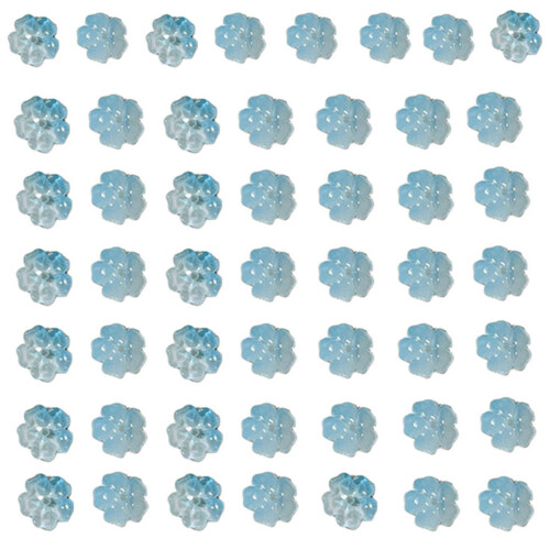 50Pcs 14mm Clear Glass Beads with Hole Flower-Sky blue gradient