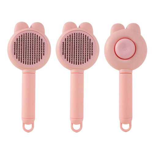 Brosse de Massage pour animaux de-Style oreille de lapin rose