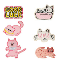 6 pièces chaton patchs brodés chats de bande dessinée patchs de