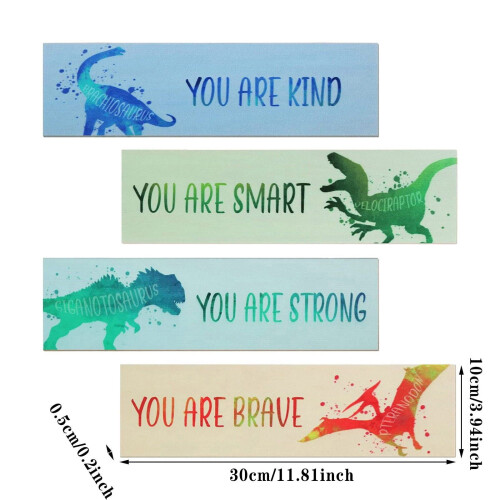 Dinosaur træ vægplakette sæt – 4 dele