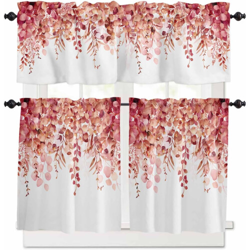 Red Eucalyptus Kitchen Tier Curtains & Valance Set