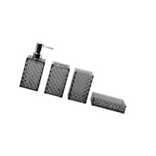 Pack of 4 Transparent Diamonds Grids Lotion Bottle-Gray