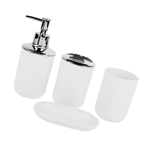 Space Saving Bathroom Storage Set 4Pcs Plastic Organizers-White