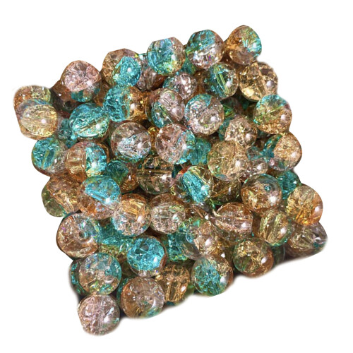 50Pcs Multicolored Round Beads Clear Sparkling Glass Beads-A