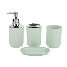 Space Saving Bathroom Storage Set 4Pcs Plastic-Morandi Green