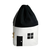 Kids Room Storage Drawstring Cotton Canvas Toy Organizer-White