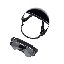 Protective Canine Headwears Helmet and Sunglasses Set-Black