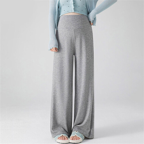 Maternity Wide Leg Pants Using Soft Polyester High-Black 5XL 2