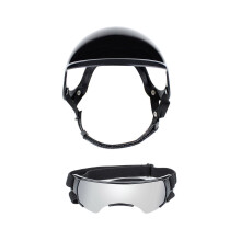 Adjustable Dog Protective Helmet and Goggles Set For-Silver