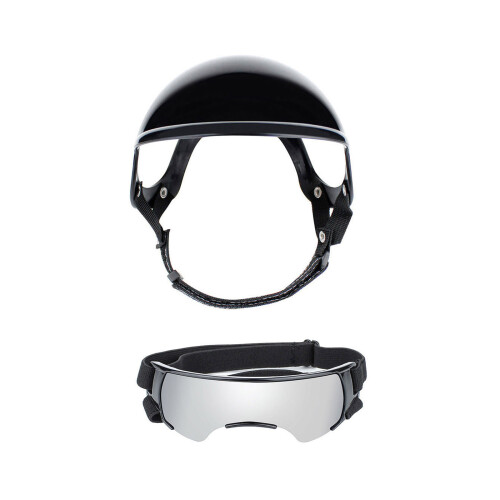 Adjustable Dog Protective Helmet and Goggles Set For-Silver
