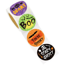 Ghostly Pumpkins Bat Sticker For Treat Bags Adhesive Seal-2.5CM