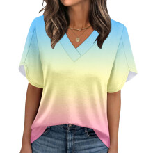 Women's Summer Non-Position Printed Petal Sleeve-Purple XXL