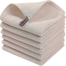 100% Cotton Terry Dish Cloths 6-Pack with Hanging Loop for Kitchen Cleaning