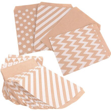 Sacos de papel versáteis e planos, ideais para biscoitos. Sacos de papel kraft atóxicos e inodoros com listras em ziguezague para lembrancinhas de