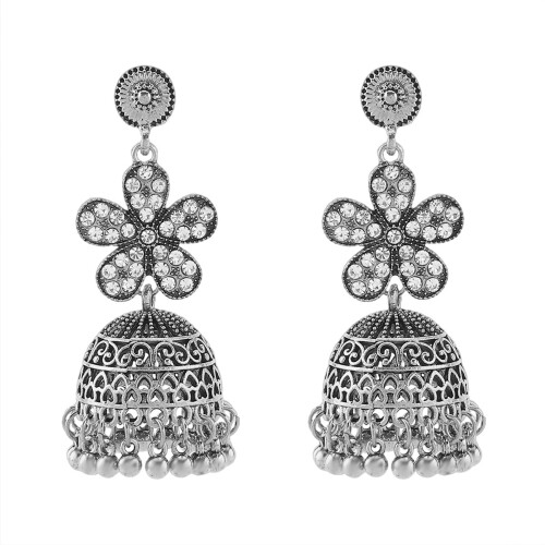 Handmade Bohemian Earrings with Sparkling-Flower White
