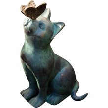 Estátua ornamental de gatinho, escultura artesanal de gato, à prova d'água, para decoração de qualquer canto do seu lar.