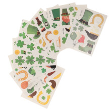 10pcs kids st. patrick's day shamrock face stickers temporary tattoos