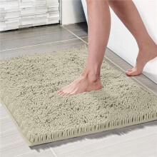 (CREAM, 50x80) 1pc Chenille Bath Mat – Soft Chenille Rug with Non-Slip Backing, Stylish Bathroom Rug, Machine