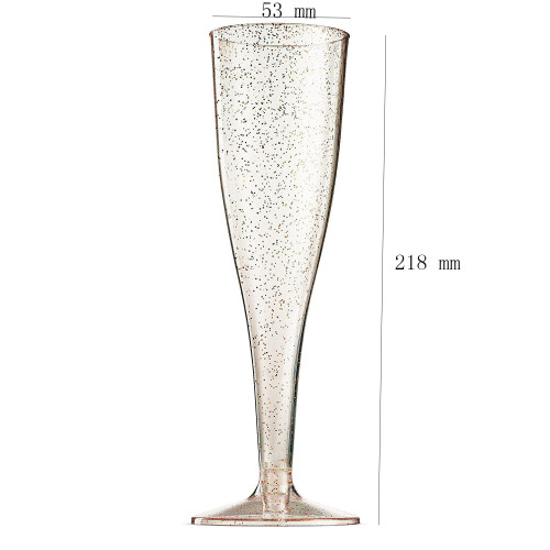 24 Taças de Champanhe de Plástico com Glitter Dourado 1