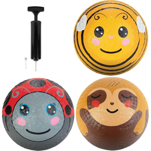 Mingi de joacă pentru animale 8,5 inch, pachet de 3 cu pompă