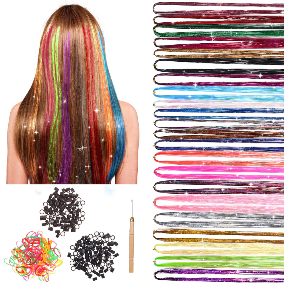 Unisex Hair Tinsel Extensions Kit Â Assorted Colors, 120Cm