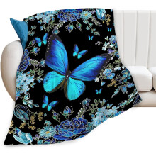 Pătură din fleece cu imprimeu de fluturi, 50" x 60"