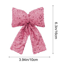 Sequined Christmas Bow Decoration 10x16cm Pink