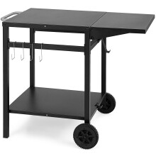 Carrello da cucina pieghevole in acciaio con doppi ripiani