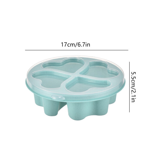 Boîte à goûter en forme de cœur à 4 compartiments, verte, en plastique. 2
