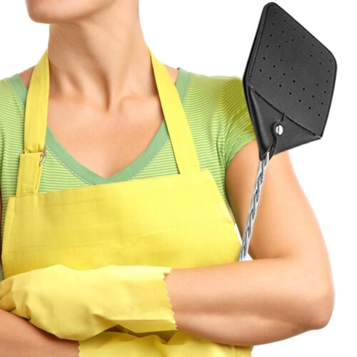 Leather Fly Swatter with Iron Wire Handle 2