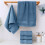 Cotton Bath Towel Set 5-Piece Thick Soft Absorbent Blue 4