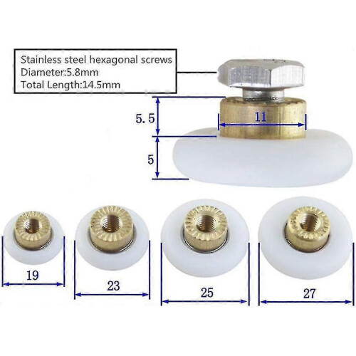 Duschdörrsrullhjul 19 mm nylon 4-pack 1