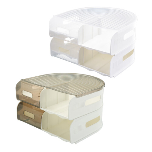 Stackable Rolling Eggs Container Double Layer U Type-Beige 1