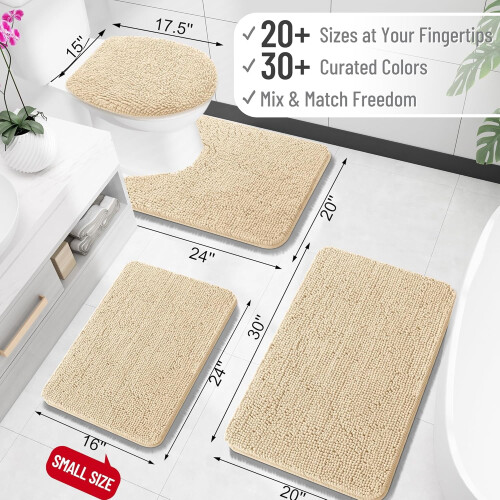 Chenille Bath Rug 36x24 in Aqua Sky 1