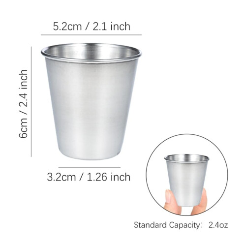 12-pack shotkoppar i rostfritt stål, 70 ml 2